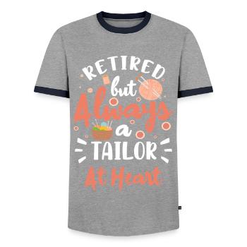 Tailor Thread Pants Bespoke Tailor - Men's Ringer Shirt - grey/navy  - Front - AI Model Female 172 light (172cm) & AI Model Male 178 light (178cm)
