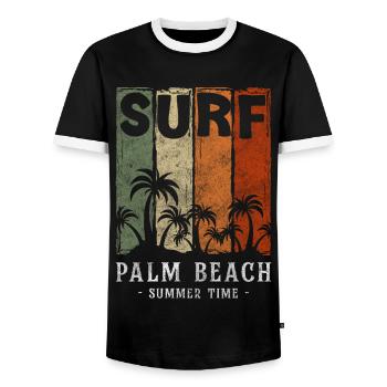 Sommer Wärme Sonne Sonnenuntergang - Männer Kontrast-T-Shirt - Schwarz/Weiß - Vorne - AI Model Female 172 light (172cm) & AI Model Male 178 light (178cm)