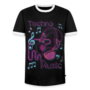 Rave Dj Tanzen Kopfhörer - Männer Kontrast-T-Shirt - Schwarz/Weiß - Vorne - AI Model Female 172 light (172cm) & AI Model Male 178 light (178cm)
