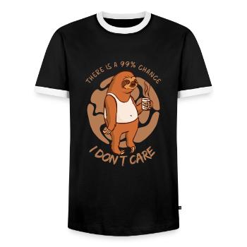 I Dont Care Sloth Saying - Men's Ringer Shirt - black/white - Front - AI Model Female 172 light (172cm) & AI Model Male 178 light (178cm)
