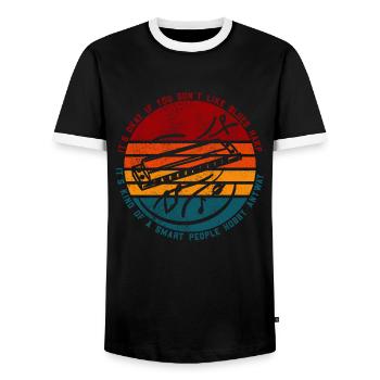 Blues Harp Lustiger Spruch - Männer Kontrast-T-Shirt - Schwarz/Weiß - Vorne - AI Model Female 172 light (172cm) & AI Model Male 178 light (178cm)