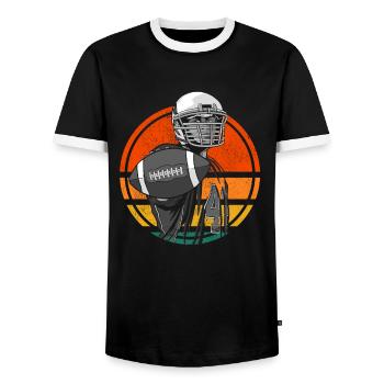 American Football Retro Vintage - Men's Ringer Shirt - black/white - Front - AI Model Female 172 light (172cm) & AI Model Male 178 light (178cm)