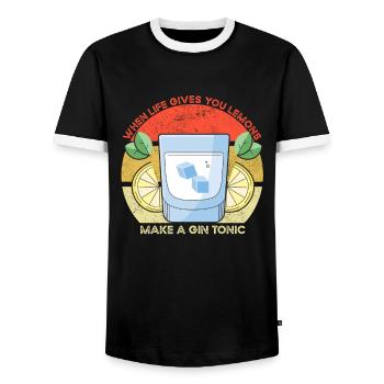 Das Leben gibt dir Zitronen Funny Gin Sprichwort - Männer Kontrast-T-Shirt - Schwarz/Weiß - Vorne - AI Model Female 172 light (172cm) & AI Model Male 178 light (178cm)