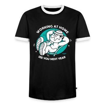 Lustiger Home-Office-Spruch Bis nächstes Jahr - Männer Kontrast-T-Shirt - Schwarz/Weiß - Vorne - AI Model Female 172 light (172cm) & AI Model Male 178 light (178cm)