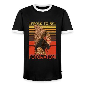 Stolz darauf, Potowatomi-Indianer zu sein - Männer Kontrast-T-Shirt - Schwarz/Weiß - Vorne - AI Model Female 172 light (172cm) & AI Model Male 178 light (178cm)