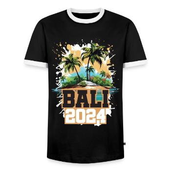 Bali 2024 Reisen Urlaub - Männer Kontrast-T-Shirt - Schwarz/Weiß - Vorne - AI Model Female 172 light (172cm) & AI Model Male 178 light (178cm)