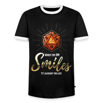 Dungeons And Dragons When Dungeon Master Smiles - Men's Ringer Shirt - black/white - Front - AI Model Female 172 light (172cm) & AI Model Male 178 light (178cm)
