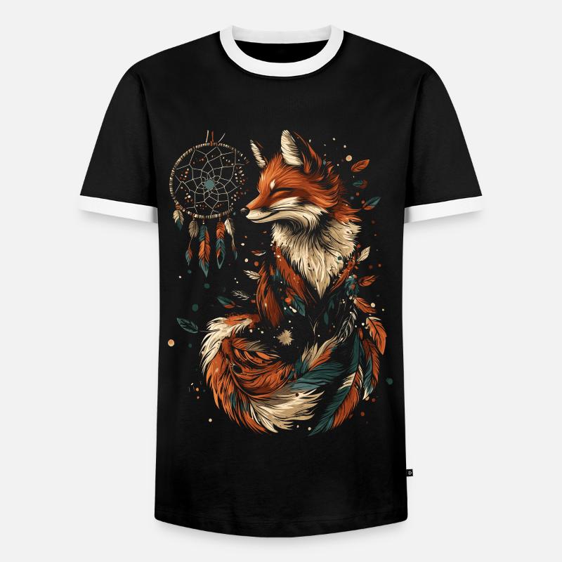Fuchs Traumfänger - Männer Kontrast-T-Shirt - Schwarz/Weiß