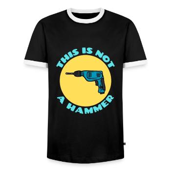 Das ist kein Hammer | Drill Wortspiel - Männer Kontrast-T-Shirt - Schwarz/Weiß - Vorne - AI Model Female 172 light (172cm) & AI Model Male 178 light (178cm)