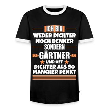 Ni poète ni penseur, mais jardinier - T-shirt contrasté Homme - noir/blanc - Devant - AI Model Female 172 light (172cm) & AI Model Male 178 light (178cm)