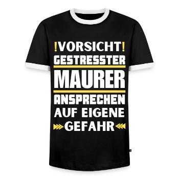 Don't talk to stressed bricklayers! - Men's Ringer Shirt - black/white - Front - AI Model Female 172 light (172cm) & AI Model Male 178 light (178cm)