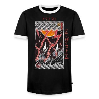 DER STURM. - Männer Kontrast-T-Shirt - Schwarz/Weiß - Vorne - AI Model Female 172 light (172cm) & AI Model Male 178 light (178cm)