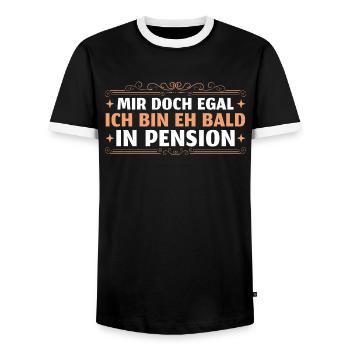 Angehender Pensionär Ruhestand Pension Geschenk - Männer Kontrast-T-Shirt - Schwarz/Weiß - Vorne - AI Model Female 172 light (172cm) & AI Model Male 178 light (178cm)
