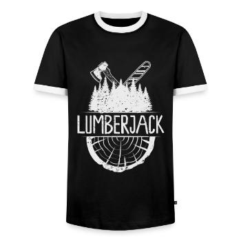 Lumberjack Lumberjack Wood Forest - Men's Ringer Shirt - black/white - Front - AI Model Female 172 light (172cm) & AI Model Male 178 light (178cm)