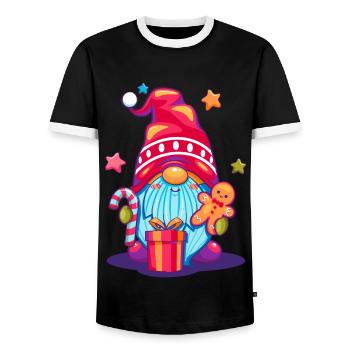 Dessin animé coloré du pop art des elfes de Noël - T-shirt contrasté Homme - noir/blanc - Devant - AI Model Female 172 light (172cm) & AI Model Male 178 light (178cm)