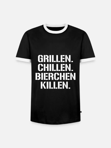 Grillen Chillen Bierchen killen - Männer Kontrast-T-Shirt - Schwarz/Weiß