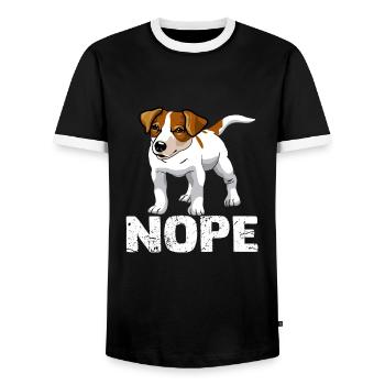 Jack Russel Nope | Hundeliebhaber Hunderasse - Männer Kontrast-T-Shirt - Schwarz/Weiß - Vorne - AI Model Female 172 light (172cm) & AI Model Male 178 light (178cm)
