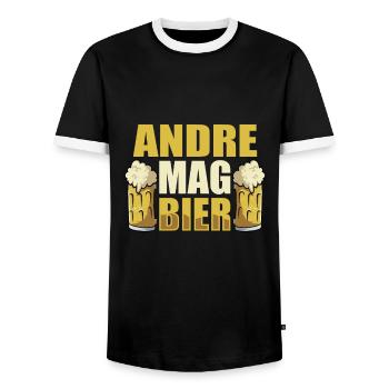Andre mag Bier Name Geburtstag - Männer Kontrast-T-Shirt - Schwarz/Weiß - Vorne - AI Model Female 172 light (172cm) & AI Model Male 178 light (178cm)