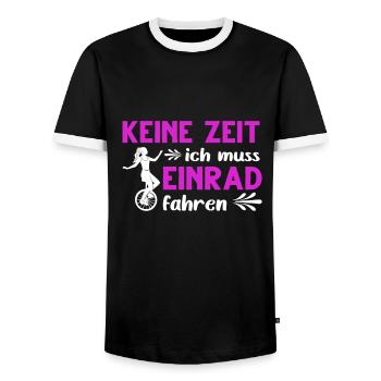 Keine Zeit Mädchen Unicycle Kinder Einrad - Männer Kontrast-T-Shirt - Schwarz/Weiß - Vorne - AI Model Female 172 light (172cm) & AI Model Male 178 light (178cm)