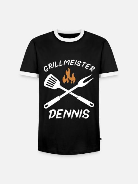 Grillmeister Dennis - Männer Kontrast-T-Shirt - Schwarz/Weiß
