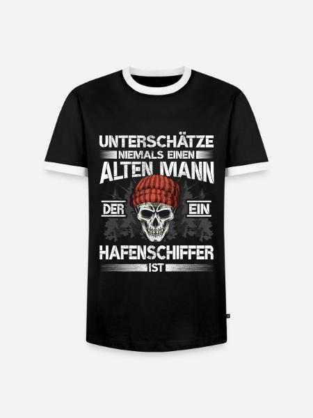Hafenschiffer Alter mann Bootsbauer - Männer Kontrast-T-Shirt - Schwarz/Weiß