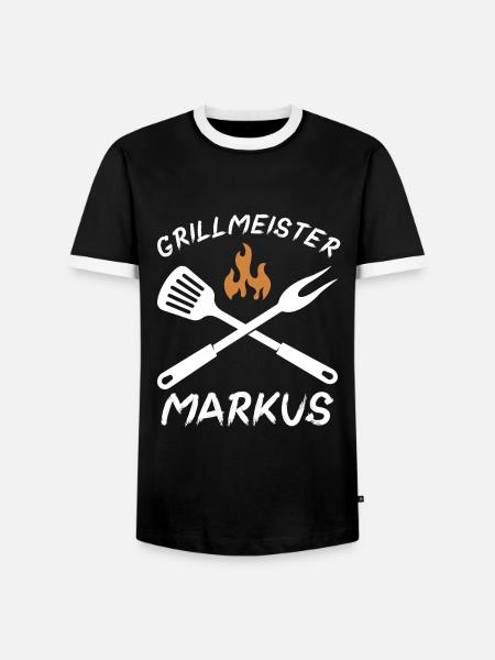 Grillmeister Markus - Männer Kontrast-T-Shirt - Schwarz/Weiß