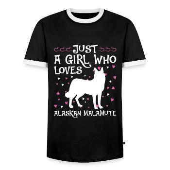 Alaska Malamute Chiens Cadeaux - T-shirt contrasté Homme - noir/blanc - Devant - AI Model Female 172 light (172cm) & AI Model Male 178 light (178cm)