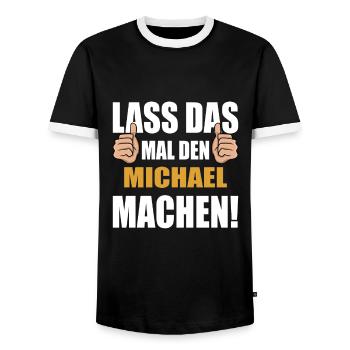 Lass das mal den Michael machen - Männer Kontrast-T-Shirt - Schwarz/Weiß - Vorne - AI Model Female 172 light (172cm) & AI Model Male 178 light (178cm)