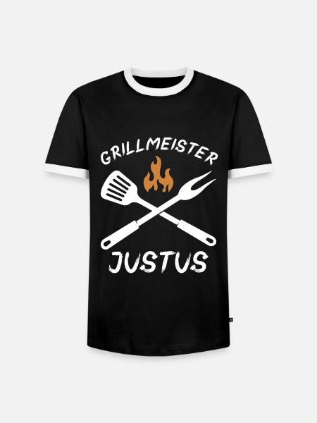 Grillmeister Justus - Männer Kontrast-T-Shirt - Schwarz/Weiß
