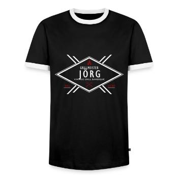 Grillmeister Jörg Vorname Name - Männer Kontrast-T-Shirt - Schwarz/Weiß - Vorne - AI Model Female 172 light (172cm) & AI Model Male 178 light (178cm)