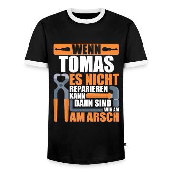 Vorname Tomas Name Geburtstag Geschenk - Männer Kontrast-T-Shirt - Schwarz/Weiß - Vorne - AI Model Female 172 light (172cm) & AI Model Male 178 light (178cm)
