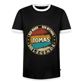 Tomas Vorname Name Geburtstag - Männer Kontrast-T-Shirt - Schwarz/Weiß - Vorne - AI Model Female 172 light (172cm) & AI Model Male 178 light (178cm)