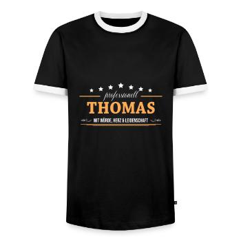 Professionell Thomas Name Vorname - Männer Kontrast-T-Shirt - Schwarz/Weiß - Vorne - AI Model Female 172 light (172cm) & AI Model Male 178 light (178cm)
