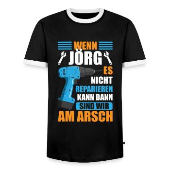 Jörg Vorname Name Geburtstag Reparieren - Männer Kontrast-T-Shirt - Schwarz/Weiß - Vorne - AI Model Female 172 light (172cm) & AI Model Male 178 light (178cm)