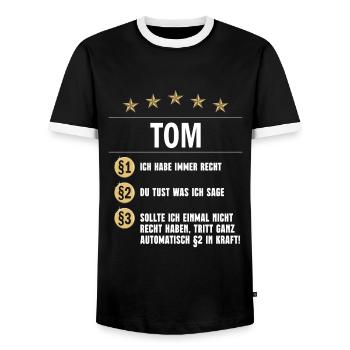 Tom Habe immer Recht Namenstag - Männer Kontrast-T-Shirt - Schwarz/Weiß - Vorne - AI Model Female 172 light (172cm) & AI Model Male 178 light (178cm)