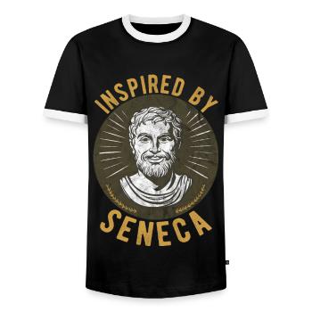 Seneca Stoics Philosopher Stoicism Philosophy - Men's Ringer Shirt - black/white - Front - AI Model Female 172 light (172cm) & AI Model Male 178 light (178cm)