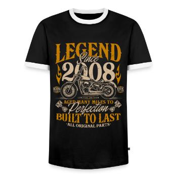 Legende seit 2008 Motorrad Geburtstag Geschenk - Männer Kontrast-T-Shirt - Schwarz/Weiß - Vorne - AI Model Female 172 light (172cm) & AI Model Male 178 light (178cm)