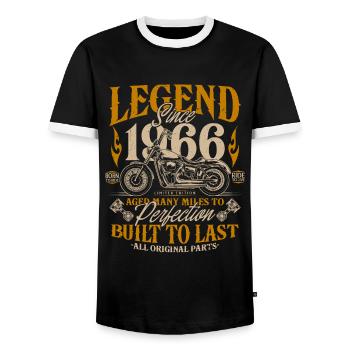 Legende seit 1966 Motorrad Geburtstag Geschenk - Männer Kontrast-T-Shirt - Schwarz/Weiß - Vorne - AI Model Female 172 light (172cm) & AI Model Male 178 light (178cm)