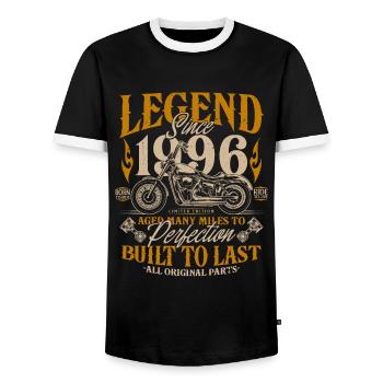 Legend Since 1996 Cadeau d’anniversaire moto - T-shirt contrasté Homme - noir/blanc - Devant - AI Model Female 172 light (172cm) & AI Model Male 178 light (178cm)