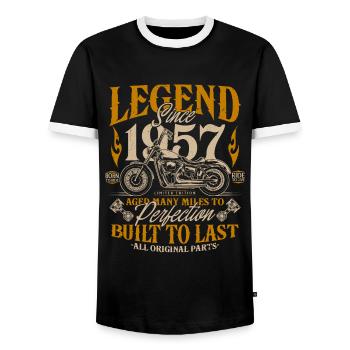Legend Since 1957 Motorcycle Birthday Gift - Men's Ringer Shirt - black/white - Front - AI Model Female 172 light (172cm) & AI Model Male 178 light (178cm)