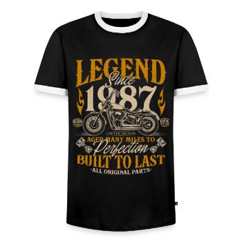 Legende seit 1987 Motorrad Geburtstag Geschenk - Männer Kontrast-T-Shirt - Schwarz/Weiß - Vorne - AI Model Female 172 light (172cm) & AI Model Male 178 light (178cm)