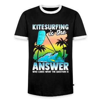 Kitesurf est la réponse Kitesurfer idée cadeau - T-shirt contrasté Homme - noir/blanc - Devant - AI Model Female 172 light (172cm) & AI Model Male 178 light (178cm)