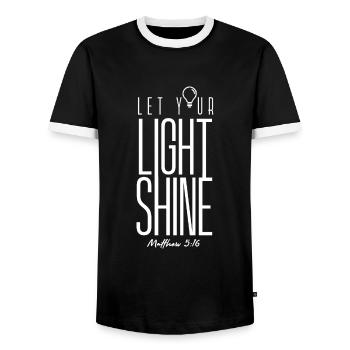 Christlich, Lass dein Licht scheinen, Matthäus - Männer Kontrast-T-Shirt - Schwarz/Weiß - Vorne - AI Model Female 172 light (172cm) & AI Model Male 178 light (178cm)