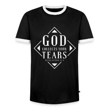 Dieu sèche vos larmes - cadeau chrétien - T-shirt contrasté Homme - noir/blanc - Devant - AI Model Female 172 light (172cm) & AI Model Male 178 light (178cm)
