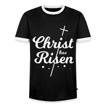 Christian - Joyeuses Pâques - Christian - T-shirt contrasté Homme - noir/blanc - Devant - AI Model Female 172 light (172cm) & AI Model Male 178 light (178cm)