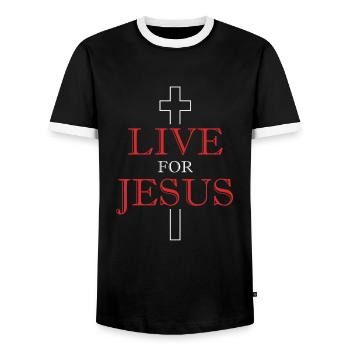 Lebe für Jesus, Christlich, Wunder - Männer Kontrast-T-Shirt - Schwarz/Weiß - Vorne - AI Model Female 172 light (172cm) & AI Model Male 178 light (178cm)