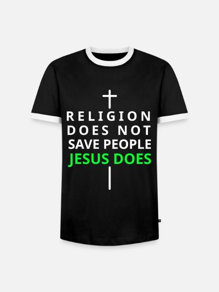 Jesus rettet dich - Männer Kontrast-T-Shirt - Schwarz/Weiß