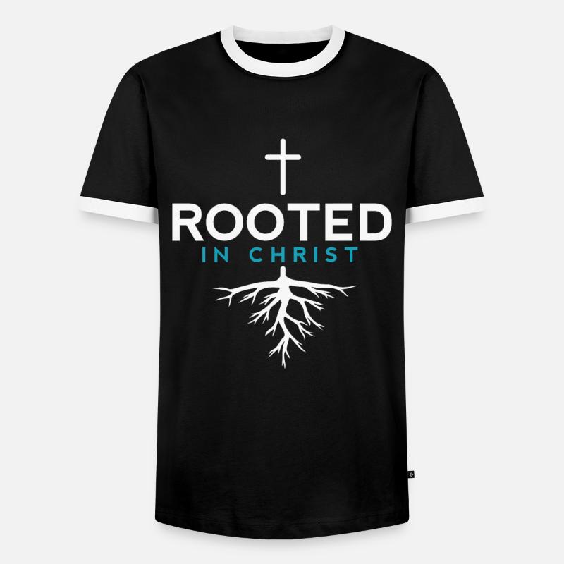 Deep in Jesus rooted - Christian - Men's Ringer Shirt - black/white