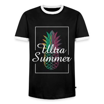 Summer, pineapple - Men's Ringer Shirt - black/white - Front - AI Model Female 172 light (172cm) & AI Model Male 178 light (178cm)