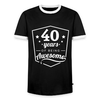 40 brilliant years - 40 years - Men's Ringer Shirt - black/white - Front - AI Model Female 172 light (172cm) & AI Model Male 178 light (178cm)
